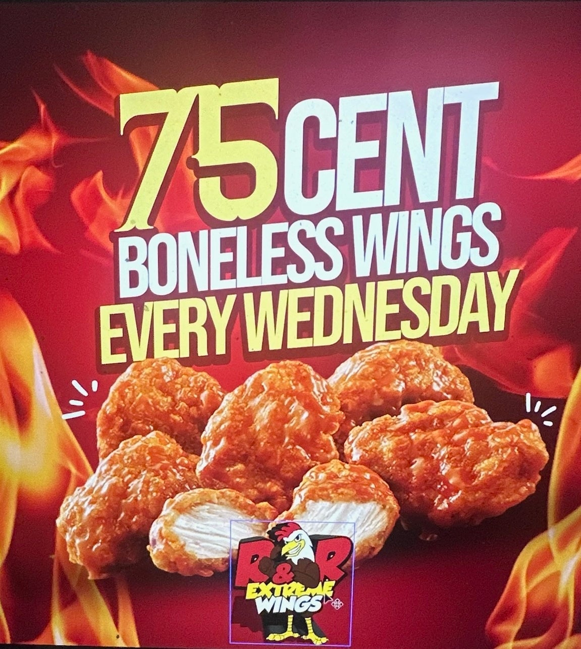 .75 cent Boneless Wings Wednesday | R&R Extreme Wings Northside